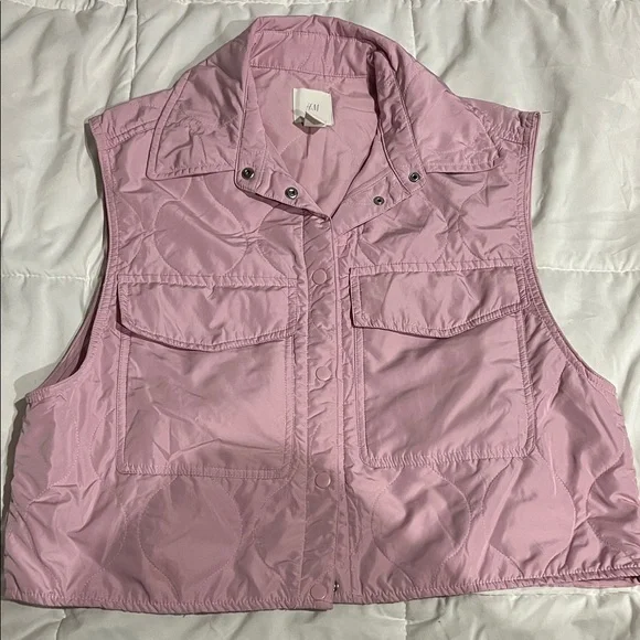 H&M Light Pink Quilted Crop Vest - Picture 1 of 3